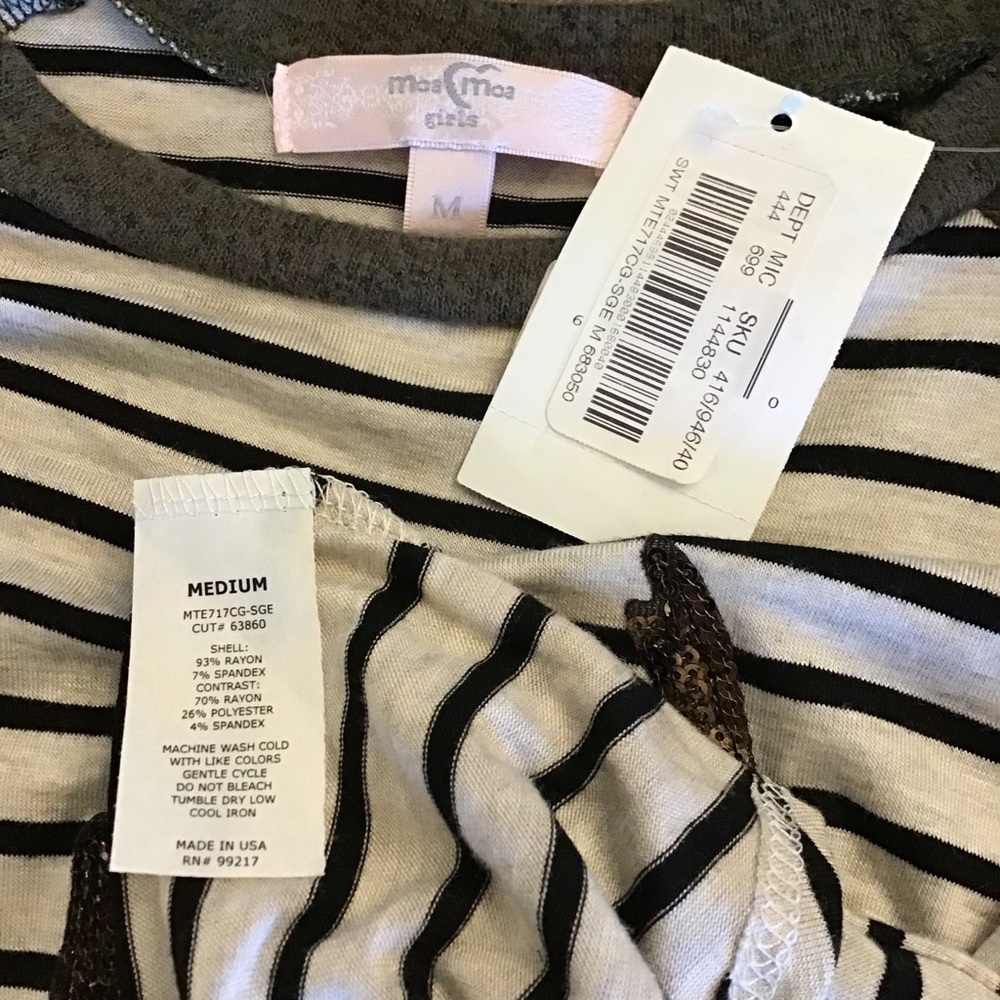Moa Moa Girls Striped Sequin Reindeer Christmas Long Sleeve Shirt Size Med 6X-8 - Picture 5 of 6